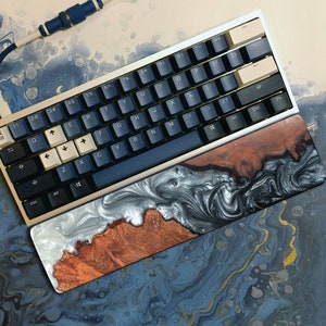 Yin Yang Resin and Wood wrist rest, Black and white resin wrist rest for keyboard, Custom mechanical keyboard wrist rests