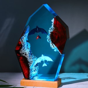Zahnlose Nachtlichter, Zahnlose und Leichte Epoxy Lampe Tischlampe HTTYD Nachtlampe, Wohnkultur Boho Geburtstagsgeschenke für Freund