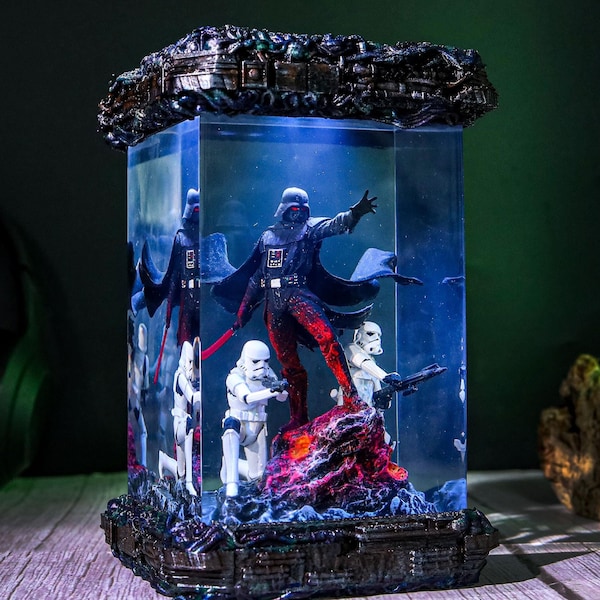 Lámpara de diorama de Darth Vader, lámpara de resina de la película Star Wars, lámpara de Stormtrooper con espada láser para decoración de juegos, habitación, figura, regalo de cumpleaños