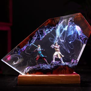 General Kenobi and Anakin Skywalker Epoxy Lamp, Clone Wars Resin Night Light, Galaxy Lamps, Fathers Day Gift for Dad