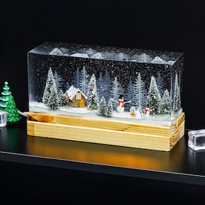 Schneemann Harz Lampe Kiefernwald Harz Diorama Moderne Tischlampe Epoxidharz Handgemachte Möbel Und Dekor Geburtstag Handwerk Jubiläum Geschenke