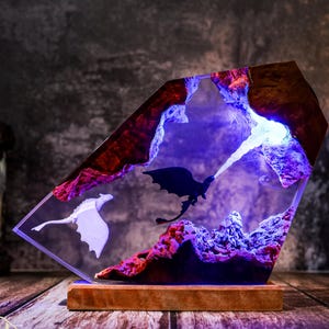 Fire Breathing To.oth.less and Light Fu.ry Lamp, HTTYD Night lamp, Light Fu.ry lamp, Unique Gift, resin art, Housewarming Gifts Bedroom lamp