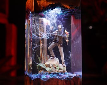 Indiana Jones Epoxy Lamp, Adventure Movie Resin Night Light, Handmade Explorer Desk Decor, Treasure Hunter Fathers Day Gift
