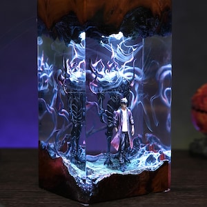 Shadow Monarch and Insect King Inspired Lamp, Anime Ji.woo Resin Night Light, Solo Le.veling Epoxy Lamp