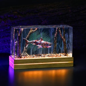 HUNGRY SHARK Diorama Zombie Night Light Lamp Ocean Diorama Modern Table Lamp Epoxy Resin Handmade Furniture And Decor Birthday Gifts Son