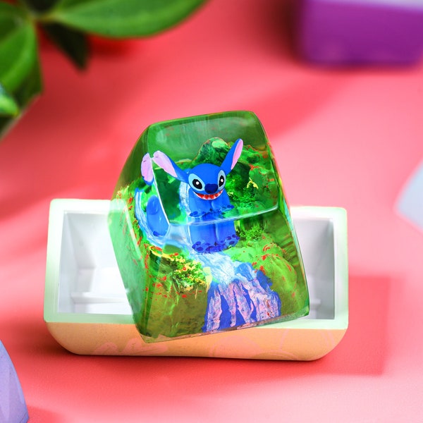 Stitch Anime artisan keycap, Custom resin keycap, Artisan Stitch keycaps, ESC Keycap for cherry mx keyboard cute, Easter's day Gifts for her