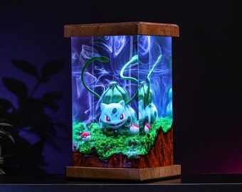 BULBASAUR Pokemon Epoxy Lamp Custom Pokemon Night Light Resin Diorama Personalized Night Light Cute Pokémon Home Decor Gifts for Him