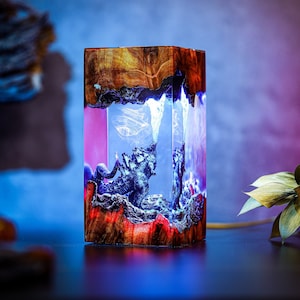 G.ODZ.ILLA Monster Night light Atomic Breath Resin Lamp God.zilla figure Terrarium Personalized Night Light Bedroom lamp diorama resin epoxy image 5