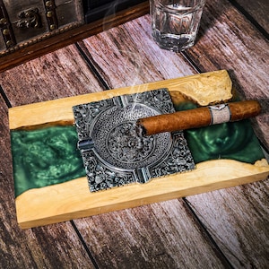Cenicero de madera y resina personalizado, cenicero para puros hecho a mano, personalizado para entusiastas del tabaco, regalos para padrinos de boda, regalo de boda