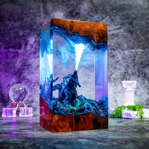 G.ODZ.ILLA Monster Night light Atomic Breath Resin Lamp God.zilla figure Terrarium Personalized Night Light Bedroom lamp diorama resin epoxy image 1