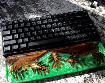 Green Resin and Wood wrist rest| Mechanical keyboard wrist rests | Custom Color Wrist Rest, Green Wrist rest For Mechanical keyboard