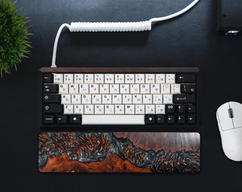 Black Resin and Wood wrist rest | Pad Keyboard Support Cushion | Wrist Rest Pad Keyboard Support Cushion | 20th birthday gift for him