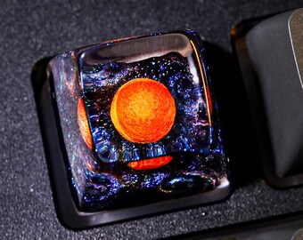 The Sun Keycap, Sun and Moon Keycap Earth Artisan keycap Galaxy custom keycap For mechanical Keyboard father's day Gifts for him