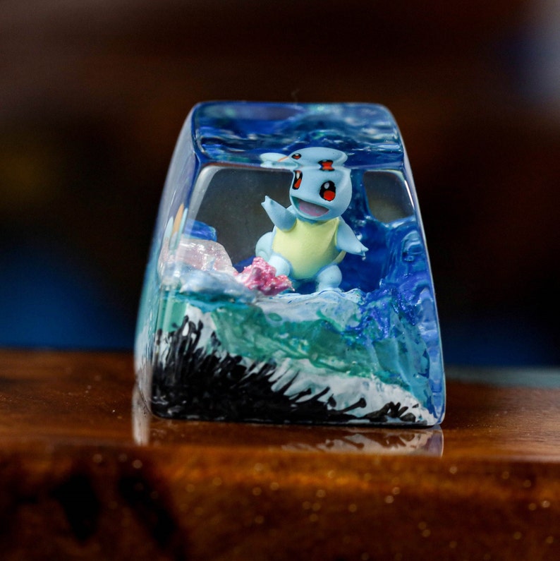 Squirtle resin keycap, Custom pokemon resin keycap, Handmade Pokemon artisan keycaps, ESC R1 Pokemon Keycap, Gift for him 