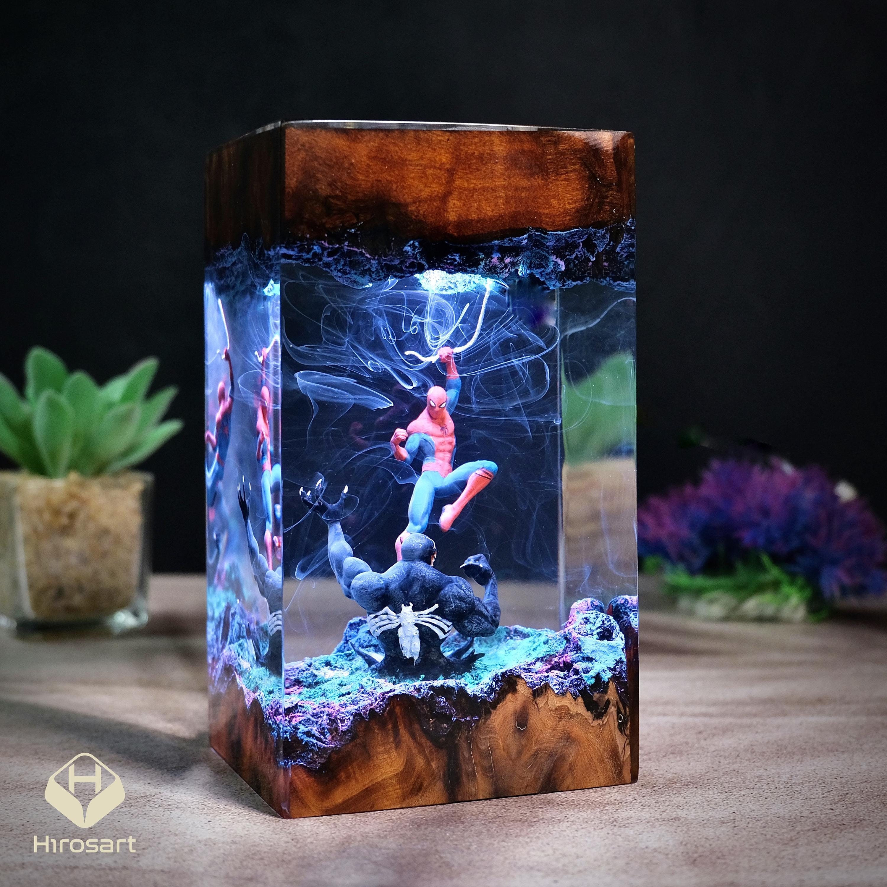 Personalized Super Hero Night light Custom Hero Resin Lamp figure Terrarium Personalized Night Light Bedroom lamp diorama resin epoxy