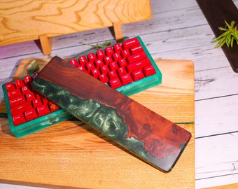 Turquoise Resin and Wood Wrist Rest| Mechanical Keyboard Wrist
