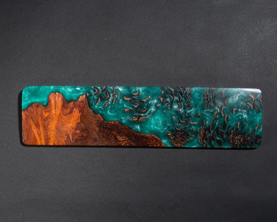 Turquoise Resin and Wood Wrist Rest| Mechanical Keyboard Wrist