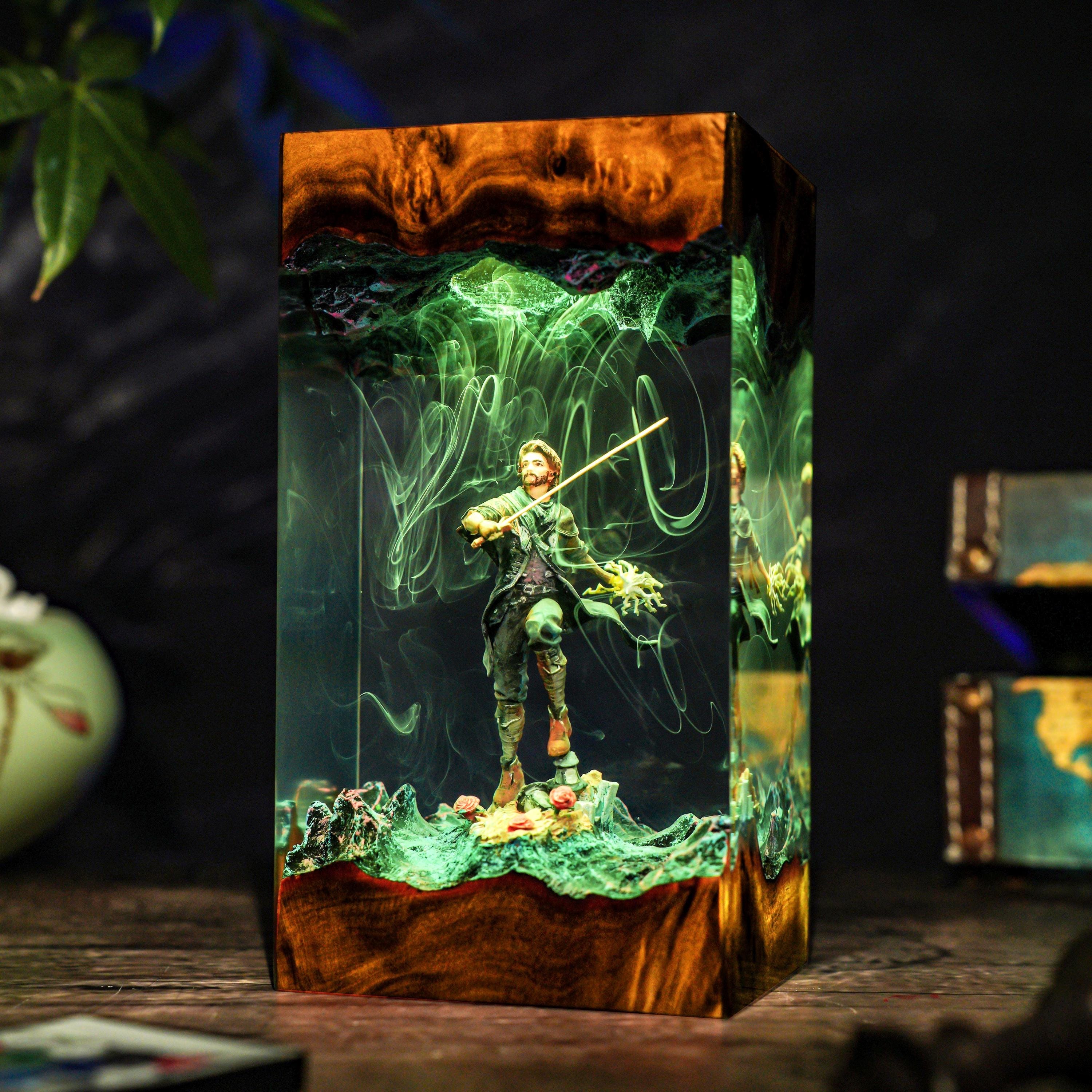Diorama Gus.tave Expedition 33 Night Lamp, Handmade Resin & Wood