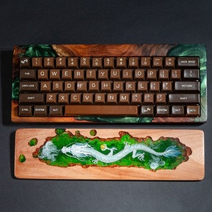 Custodia in legno verde e resina per tastiere meccaniche, custodia in legno 60% per tastiere, poggiapolsi in resina per layout 60, regali per il ritorno a scuola