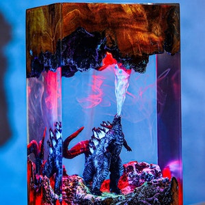 G.ODZ.ILLA Monster Night light Atomic Breath Resin Lamp God.zilla figure Terrarium Personalized Night Light Bedroom lamp diorama resin epoxy image 9