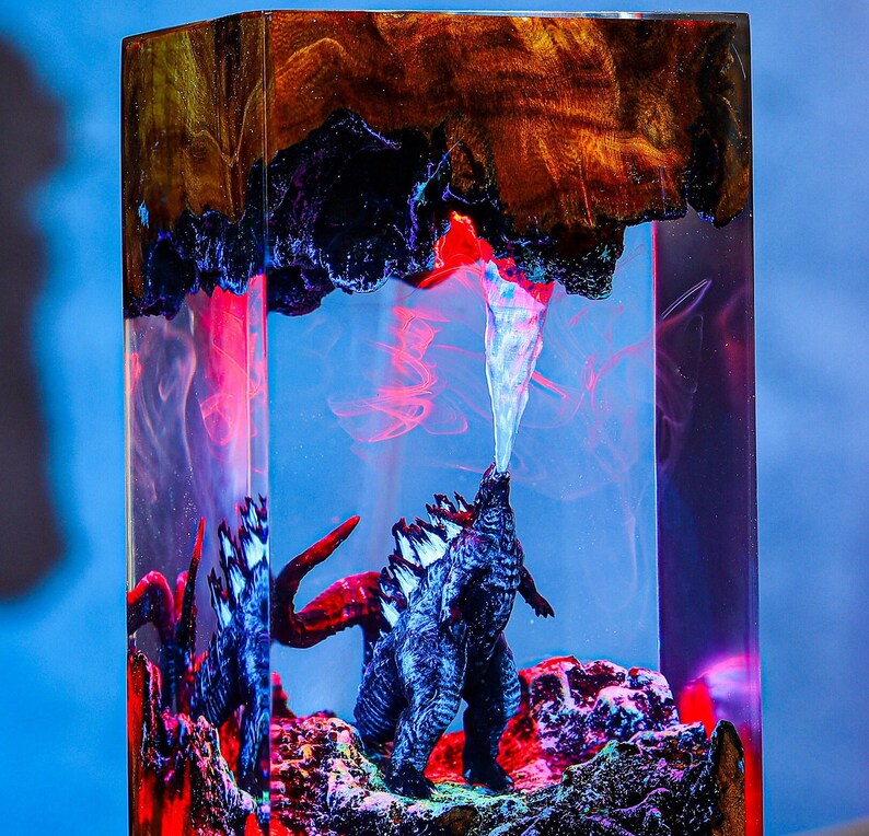 G.ODZ.ILLA Monster Night light Atomic Breath Resin Lamp God.zilla figure Terrarium Personalized Night Light Bedroom lamp diorama resin epoxy image 9