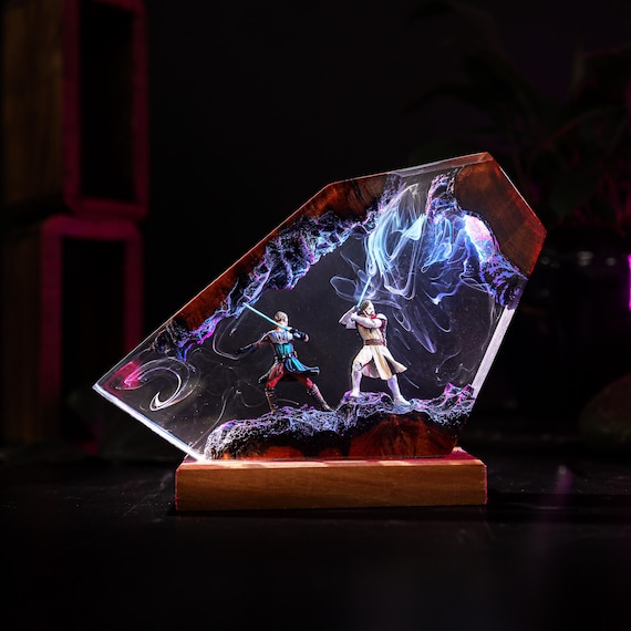 General Kenobi and Anakin Skywalker Epoxy Lamp, Clone Wars Resin Night Light, Galaxy Lamps, Fathers Day Gift for Dad