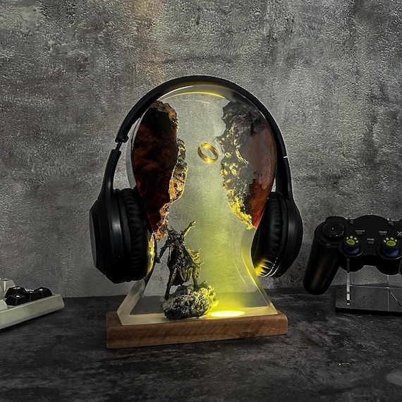 Lo.rd of R.ing Headphone Stand and Night Light, The ring of the d.ark lo.rd Epoxy lamp, Anime Lamp LOT.R Art lotr Gaming Set up Decor