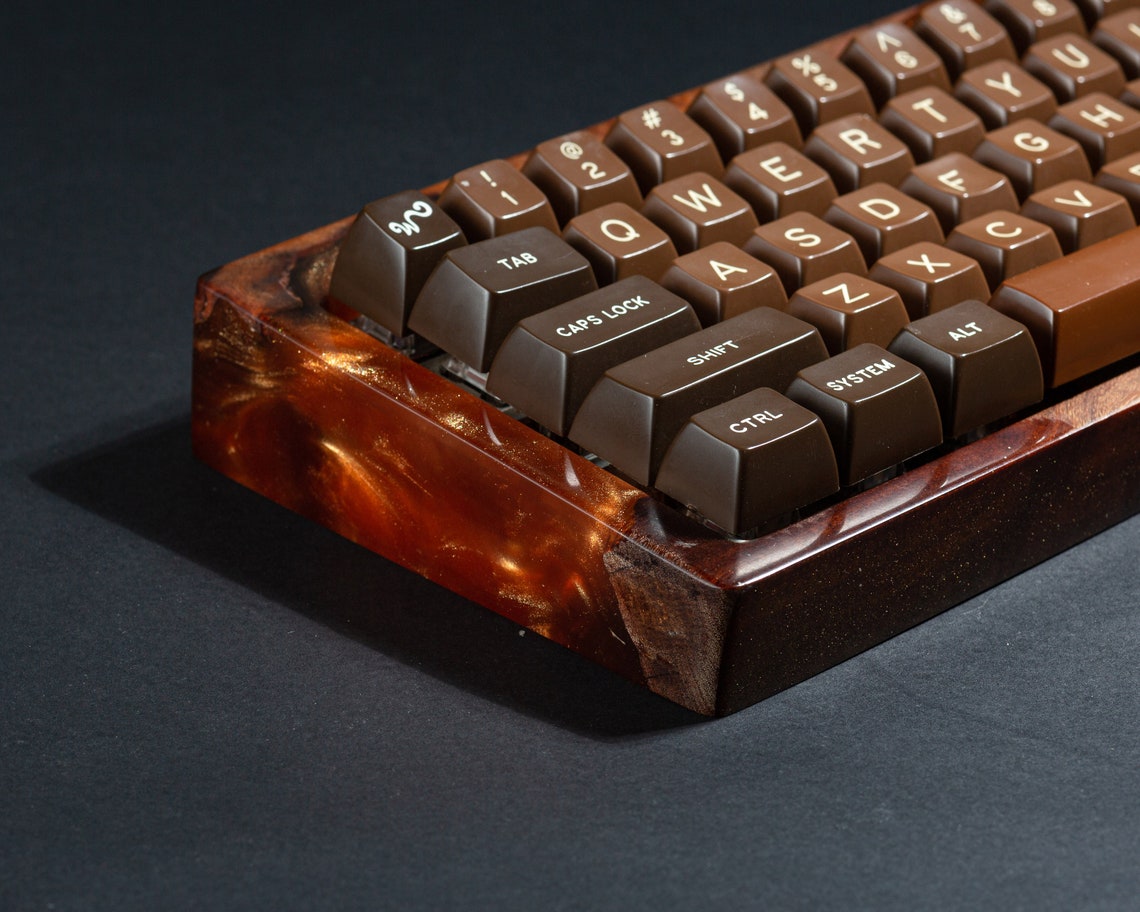Orange Wood and Resin Case for Mechanical keyboards Wood Case Etsy