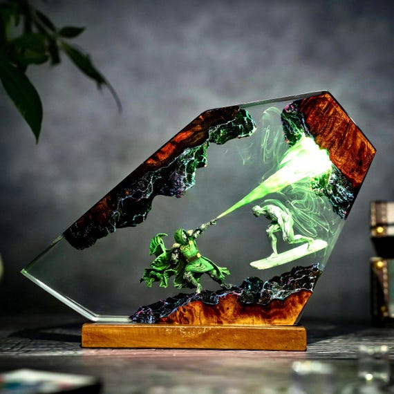Cosmic Clash Lamp – Doom Vs Surfer Epoxy Lamp, Handmade Resin