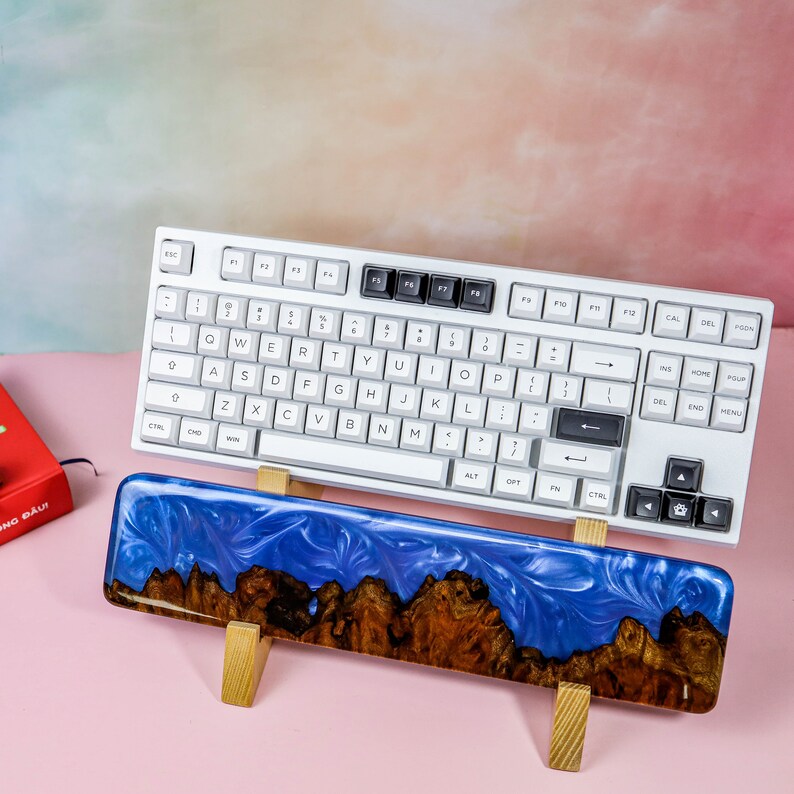 Blue Resin and Wood Keyboard Wrist Rest Wooden Wrist Rest 65 Etsy