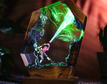 Jinx Arcane Resin Lamp, League of Legends Epoxy Night Light,LOL Gamer Gift for Her, Arcane Season 2 Decor,Jinx Fishbones Diorama
