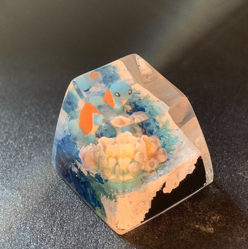 Custom pokemon resin keycap Handmade Pokemon artisan keycaps Gift for him Squirtle resin keycap ECS R1 Pokemon Keycap