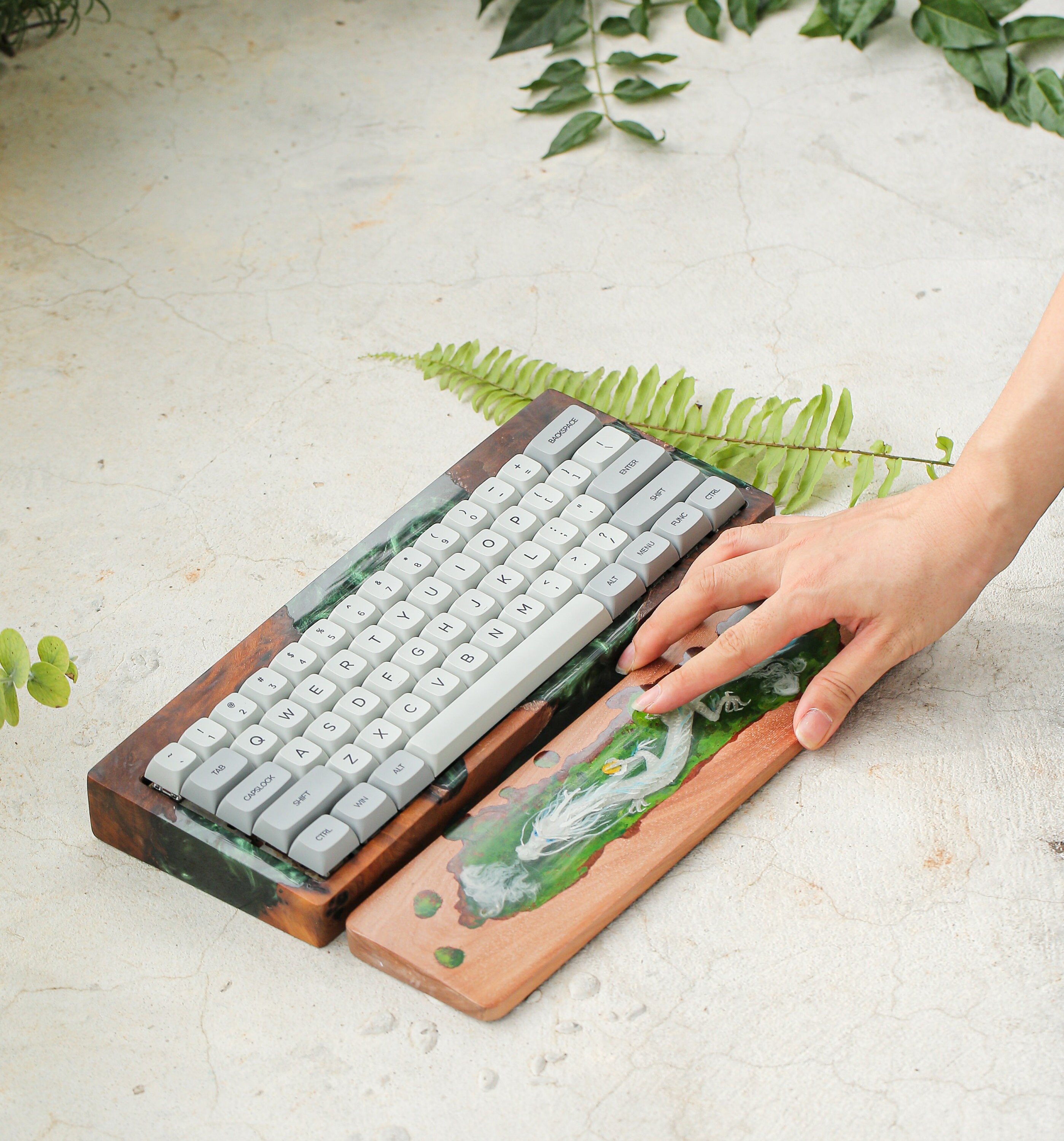 Green Wood and Resin Case for Mechanical Keyboards Custom Etsy