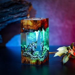 G.ODZ.ILLA Monster Night light Atomic Breath Resin Lamp God.zilla figure Terrarium Personalized Night Light Bedroom lamp diorama resin epoxy image 7