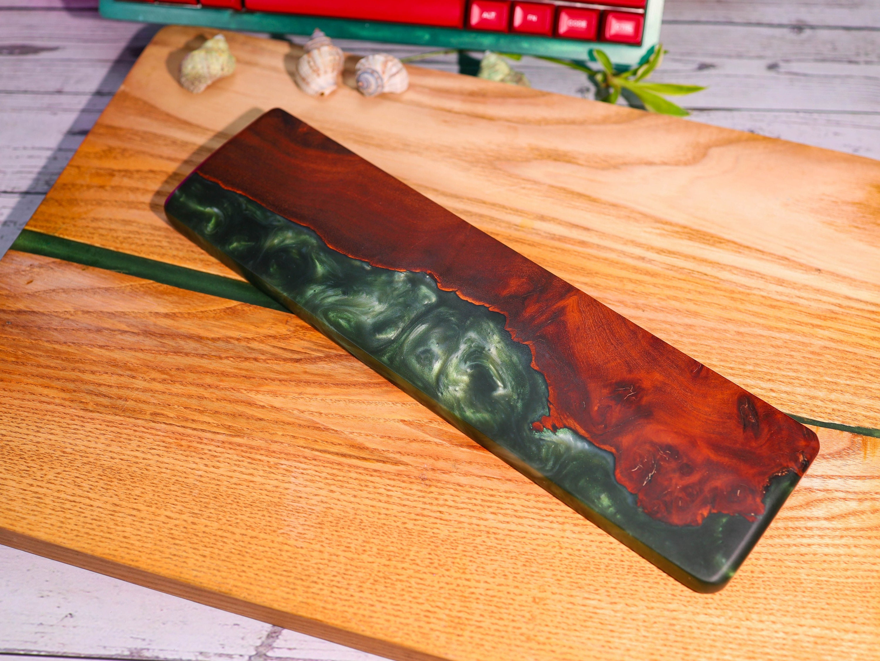 red 様　Grovemade Wrist Rest 単品販売 Turquoise Resin and Wood Wrist Rest| Mechanical Keyboard Wrist