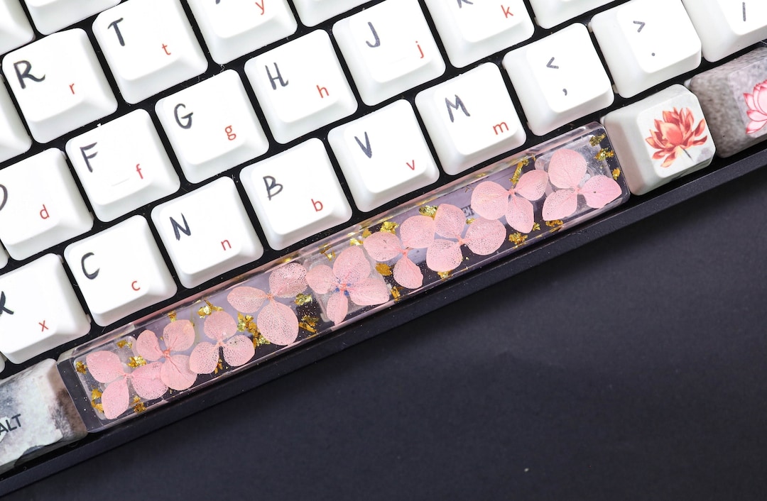Cherry Blossom Keycap, Pink Keycap, Dry Flower Backlit Keycaps, Arrow Keycap Set, Custom Escape