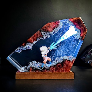 ANIME Night Lamp Epoxy lamp handmade from wood and resin Custom Anime Night Light wood lamp resin Anime Night light Resin Lamp Gift for him