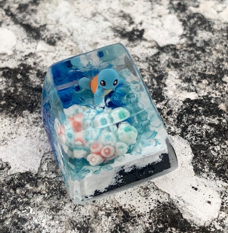 Custom pokemon resin keycap Handmade Pokemon artisan keycaps Gift for him Squirtle resin keycap ECS R1 Pokemon Keycap