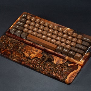 Custodia in legno arancione e resina per tastiere meccaniche, custodia in legno 60% per tastiere, poggiapolsi in resina per poggiapolsi da gioco Layout 60