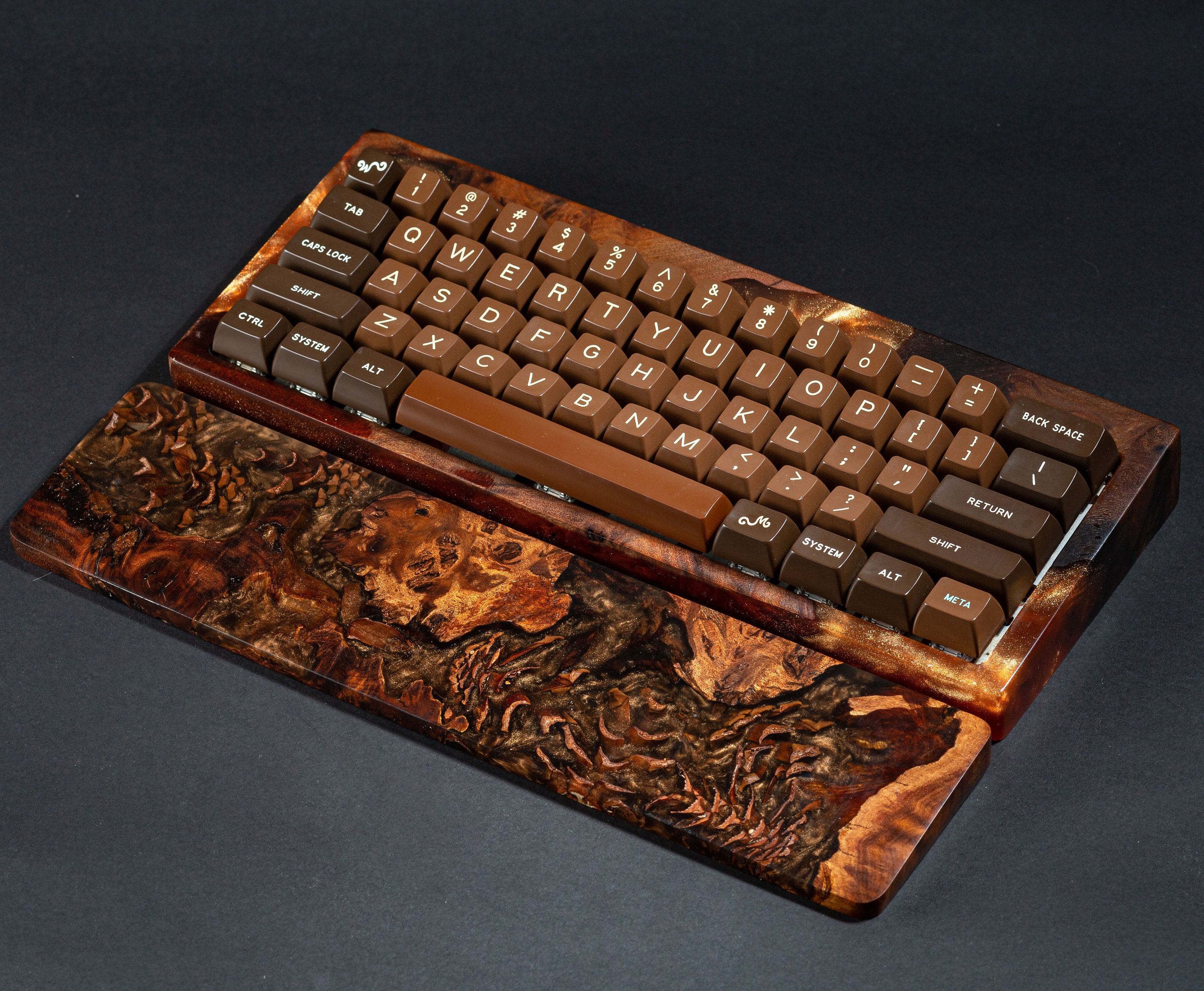 Orange Wood and Resin Case for Mechanical Keyboards, Wood Orange Wood and Resin Case for Mechanical Keyboards, Wood