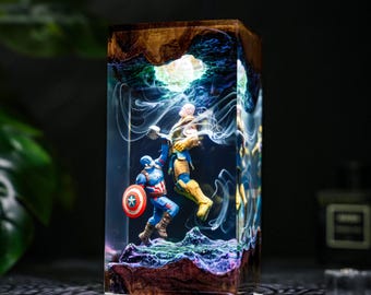 Super Soldier Shield Epoxy Lamp, Handmade Captain Resin Light, Patriotic Superhero Decor, Cool Desk Lamp, Christmas gifts for Him