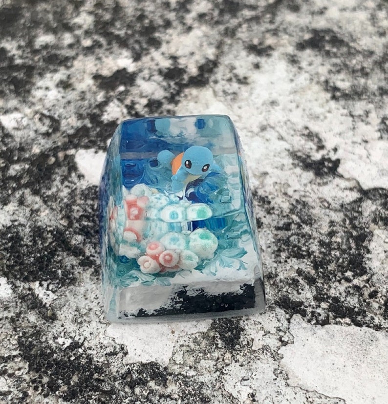 Custom pokemon resin keycap Handmade Pokemon artisan keycaps Gift for him Squirtle resin keycap ECS R1 Pokemon Keycap