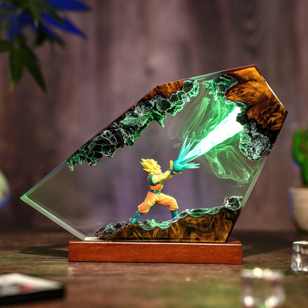 完売品80周年ダンボ サーカス フィギュア LEDライト アニメナイトランプ エポキシランプ 木と樹脂から手作り カスタム