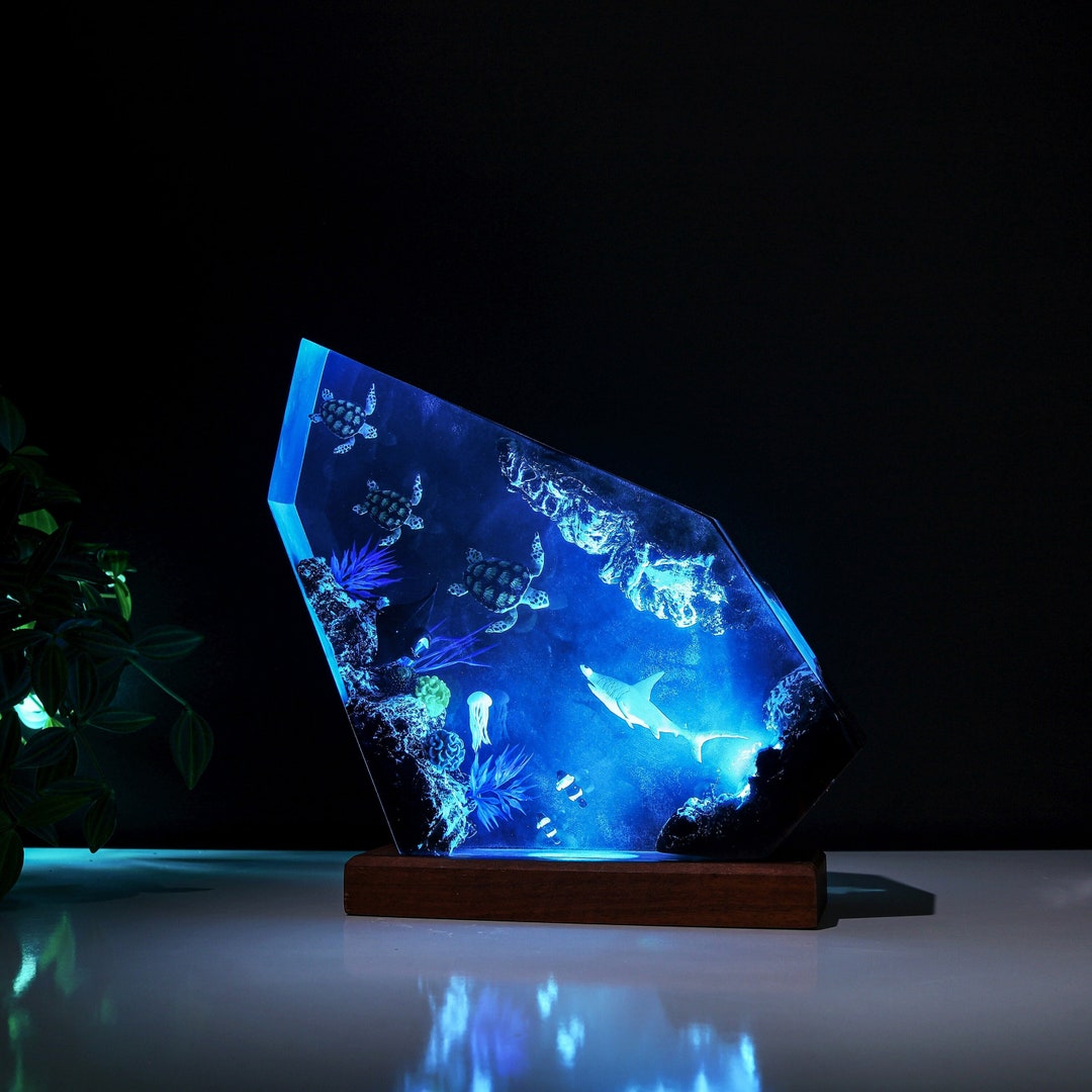 MYSTERY OCEAN Epoxy Lamp Custom Epoxy Resin Lamp Resin Night Light ...