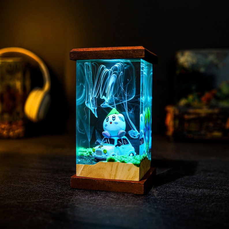 Kawaii Ki.r.by Epoxy Lamp, Custom Kir.by Cutters Night Light for Home
