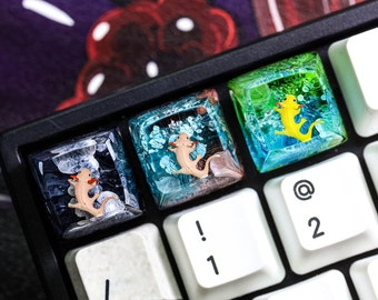 Axolotl keycap SA profile, Black Axolotl Resin keycap, Custom Axolotl Keycap, Axolotl gifts Artisan Keycap, Best gift for son