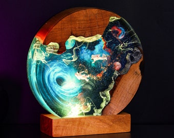 Astronaut entering into the Black Hole Epoxy Lamp Space Night Light Astronaut Resin Lamp Galaxy Lamp Custom night light decor