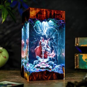 Hell Spawn Resin Lamp, Demonic Warrior Epoxy Diorama, Dark Fantasy Desk Decor, Gamer Room Display, Unique Gift for Him Valentine