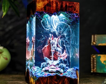 Hell Spawn Resin Lamp, Demonic Warrior Epoxy Diorama, Dark Fantasy Desk Decor, Gamer Room Display, Unique Gift for Him Valentine