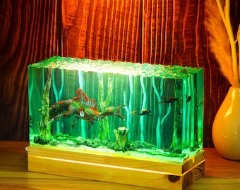 Diorama Zombie Spinosaurus and Couple Divers Night Light Lamp